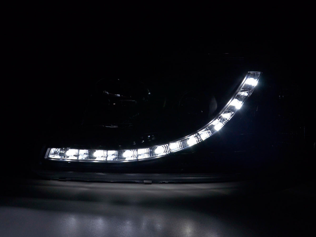 Scheinwerfer Set Daylight LED TFL-Optik VW Golf 3 Typ 1HXO 1EXO 91-97 schwarz Scheinwerfer Set Daylight LED TFL-Optik VW Golf 3 Typ 1HXO 1EXO 91-97 schwarz